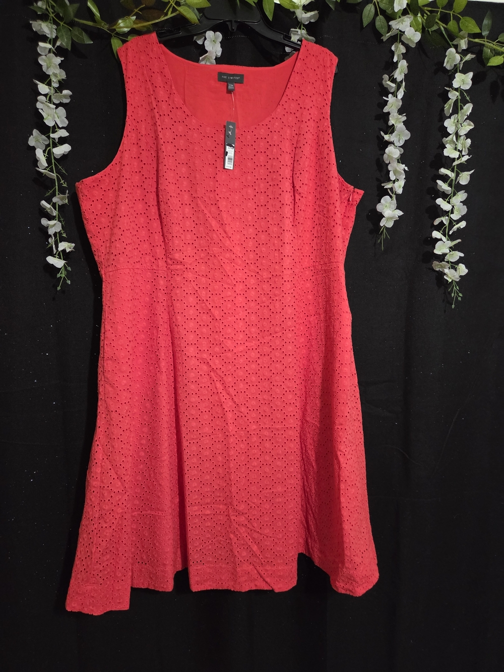 The Limited Coral Red Eyelet Sleeveless A-Line Dress